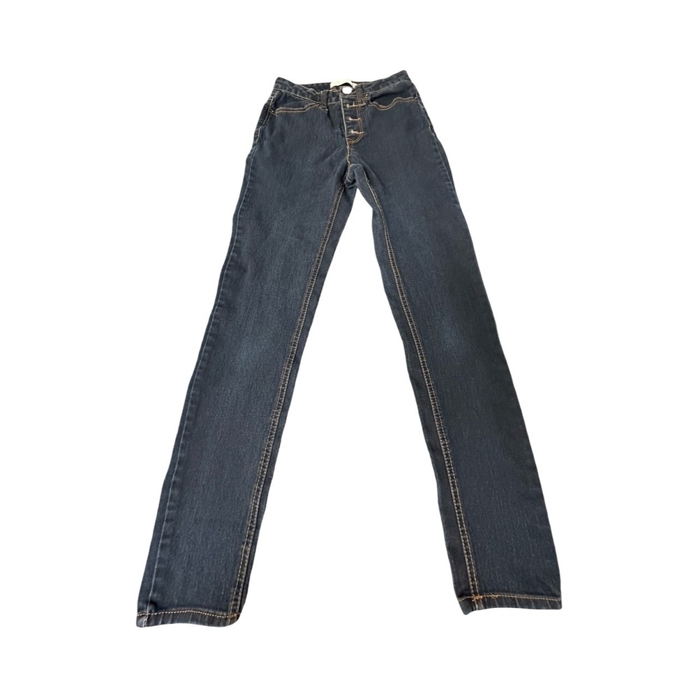No Boundaries Jeans Womens 5 Blue Dark Wash Button Fly Slim High Rise NJ381078BK